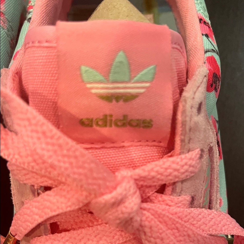 Adidas Women's Pink and Floral Sneakers - Picture 2 of 4